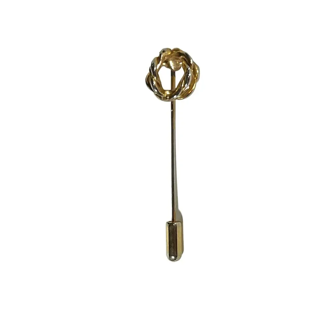 Knot Stick Pin, Gold tone, Classic Preppy Delicate for Hats Sweaters Blazers
